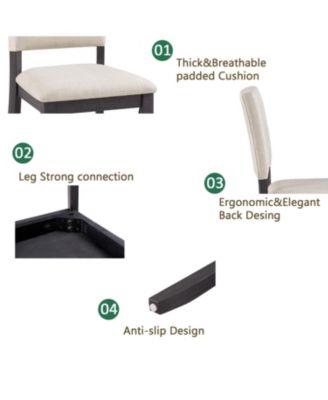 Modern 4-Person Dining Set - Black & Beige