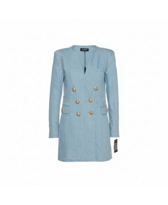 Women's Blue Denim Double Breasted Mini Dress