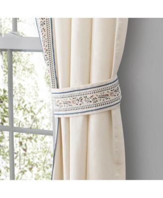 Richmark Tailored Rod Pocket Design Curtain Panel Pair for Windows with Ties 70" x 54" Natural