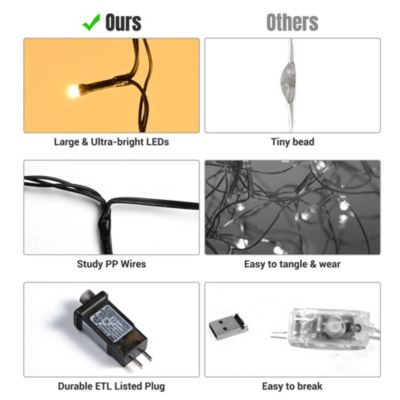 40x10 Ft Commercial Twinkle Curtain String Light 1920 LED 120V Steel Cable for Event Wedding Party Holiday Decor