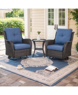 ArcLine Wicker Swivel Glider Outdoor Rocking Chair with CushionGuard Olefin Cushion and Side Table (3-Piece