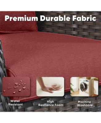 ArcLine Wicker Swivel Glider Outdoor Rocking Chair with CushionGuard Olefin Cushion and Side Table (3-Piece