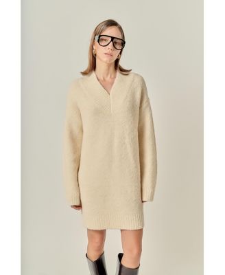 Women's V Neck Knit Dress