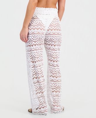 Juniors' Scallop Hem Pants with Tassel Tie