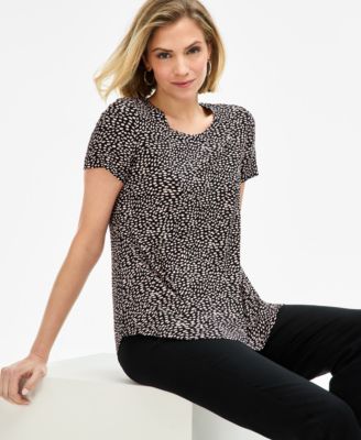 Women's Printed 3/4 Sleeve V-Neck Knit Top