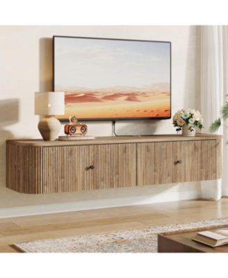 Floating TV Stand Wall Mounted, with 2 Fluted Drawers