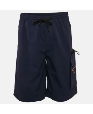 Men's Pre-Owned Balenciaga men Mcqueen Black Logo Embroidered Denim Shorts