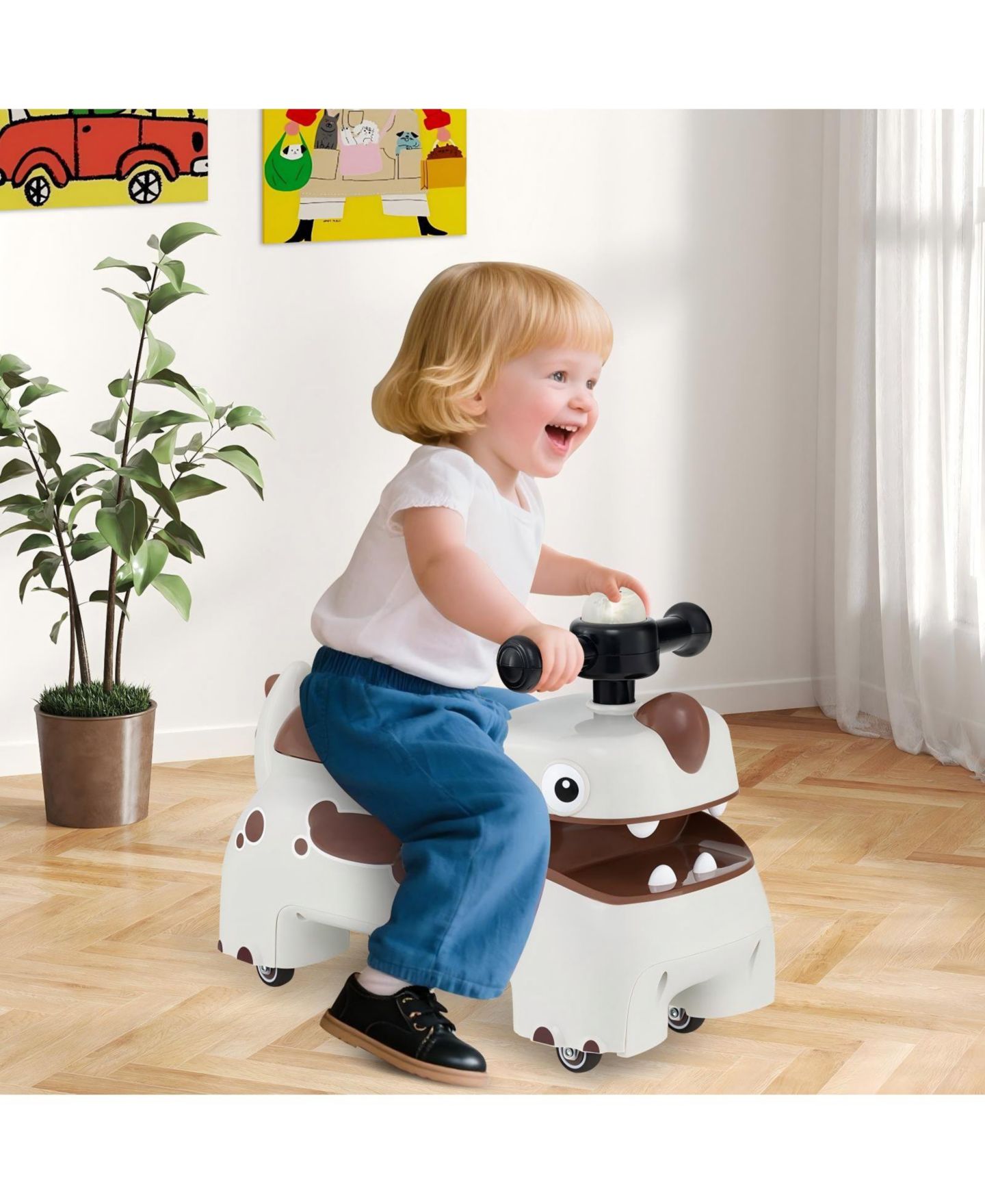 Детская игрушка HONGGE Ride-On Toy Car with LED Headlights, Sounds and Under-Seat Storage, Ages 18 Months+, цвет: Белый — фото 2