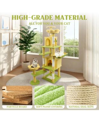 71 Yellow Flower Cat Tree Large Condo Removable Cushion Hammock