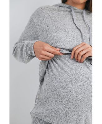 Maternity Double Layer Long Sleeve Nursing Hoodie