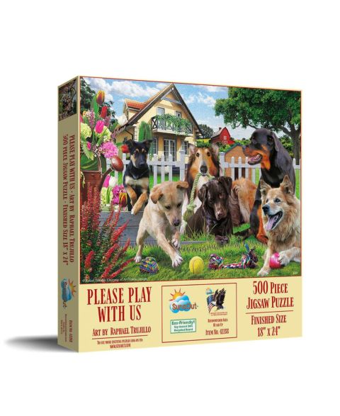 Детский пазл SunsOut Please Play with Us Interlocking Animal-Themed 500-Piece Jigsaw Puzzle, от 15 лет