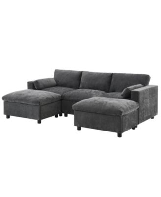 Chenille Modular Sectional Sofa with Ottoman