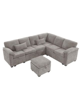 97" L-Shaped Sectional Sofa with Ottoman