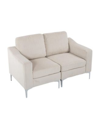 Modular Sectional Two-Seater Sofa Corduroy Sectional Couch Beige