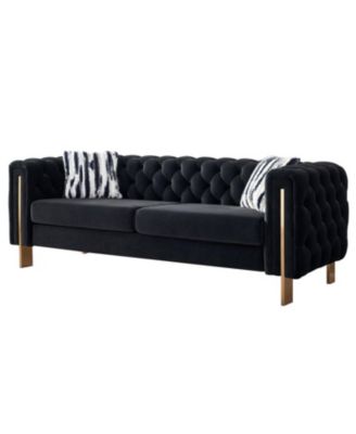 + 84.25"W + Velvet + Tufted + Sofa