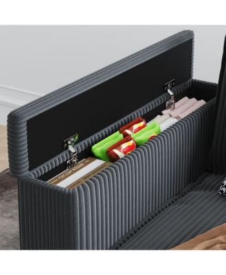 L-Shaped Corduroy Sofa w/ Storage USB & Console