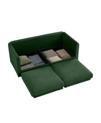 Green Chenille 2-Seater Sofa with Storage