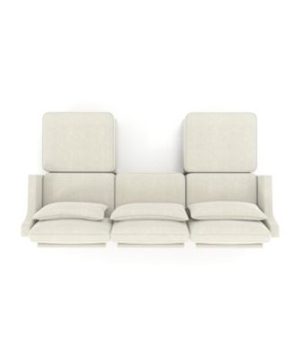 Beige Chenille 3-Seater Sofa with Ottomans