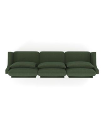 Chenille 3-Seater Sofa w/ Lumbar Pillow - Green