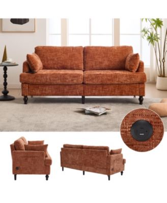 Streamdale Modern Chenille 2-Seater Sofa w/ LED, USB & Storage