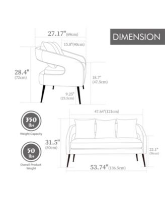 Velvet Loveseat Settee with Pillows - Green