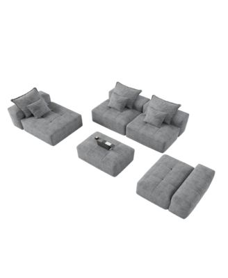 Streamdale Modern Chenille Sectional Sofa with Pillows