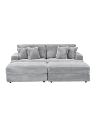 + Sofa + Grey Corduroy + Storage Legs & 4 Pillows