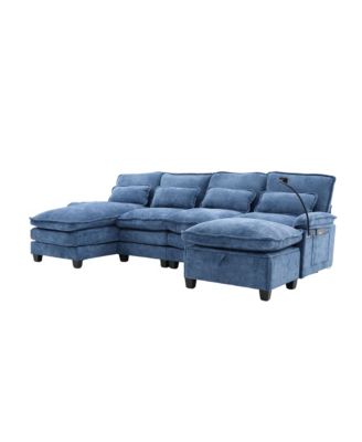 Streamdale 106" U-Shape Sectional Sofa Cloud Couch, Chenille, Ottoman & Pillows