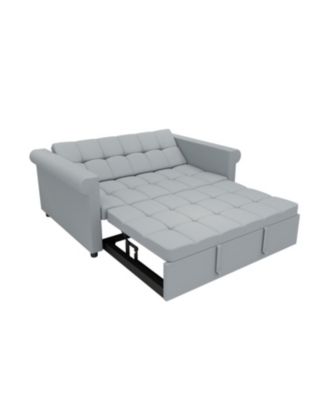 Streamdale Velvet Loveseat Sofa Bed - Gray Pull-Out Sleeper Couch