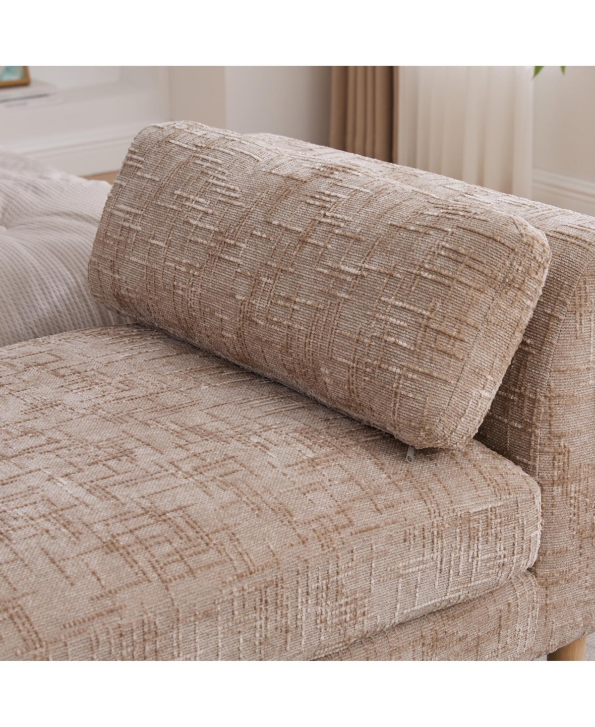 Streamdale Furniture Streamdale Upholstered End of Bed Bench with Armrests & Bolster Pillows - Wheat