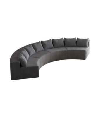 Corduroy Curved Sectional Sofa with 8 Pillows (4 Modules)
