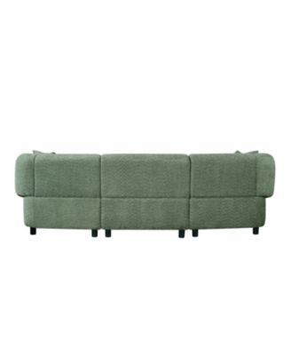 98.5" Beige Curved 3-Seater Sofa- Plush, Streamlined, Durable