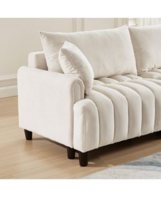 83" Futon Sofa Bed with Pillows, Convertible Sleeper, Beige