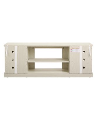 70" Modern TV Stand, Faux Stone Media Console, White