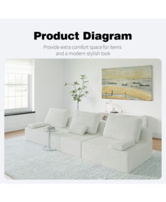 Oversized Boucle Modular Sectional Sofa, Convertible Couch Set