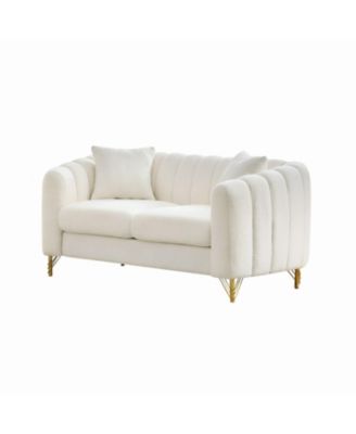 63" Chenille Loveseat Sofa - Modern Tufted Couch with Gold Legs