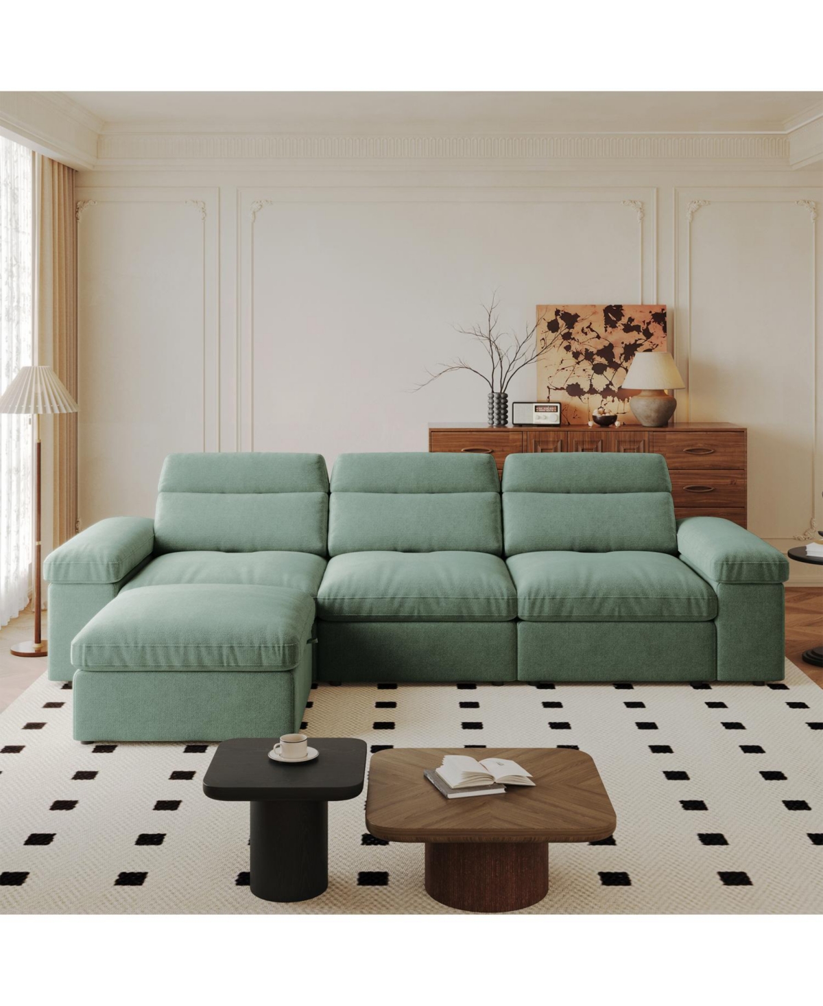 Streamdale Furniture + Modular Sofa + Down & Linen + Adjustable Back & Storage