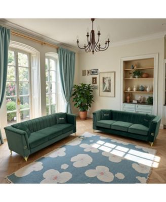  Cream Velvet Tufted Sofa Set - Modern Comfort & Style