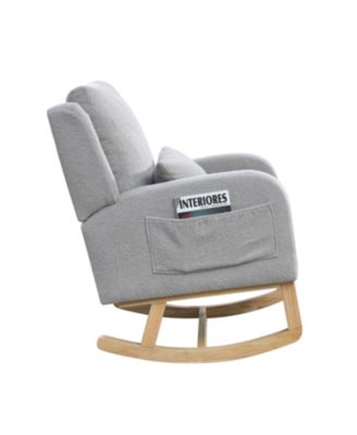 27.5" Modern Accent Rocker Armchair with Lumbar Pillow & Pockets