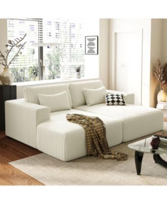 Corduroy Sofa Bed with Pillows