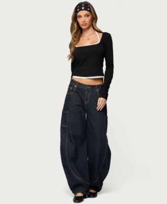 Women's Ksenia Contrast Layered Square Neck Top