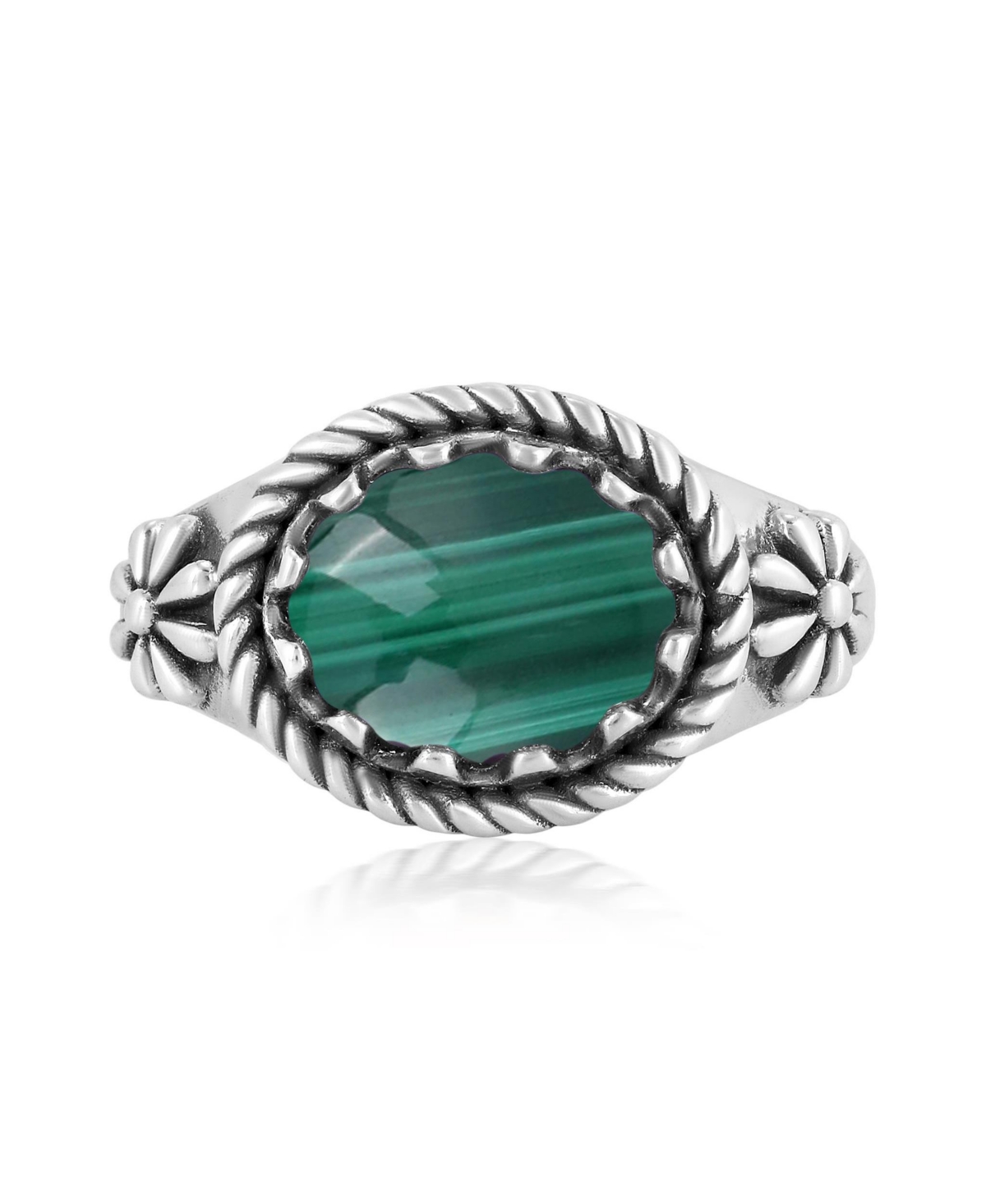 American West Jewelry Sterling Silver Malachite East West Ring