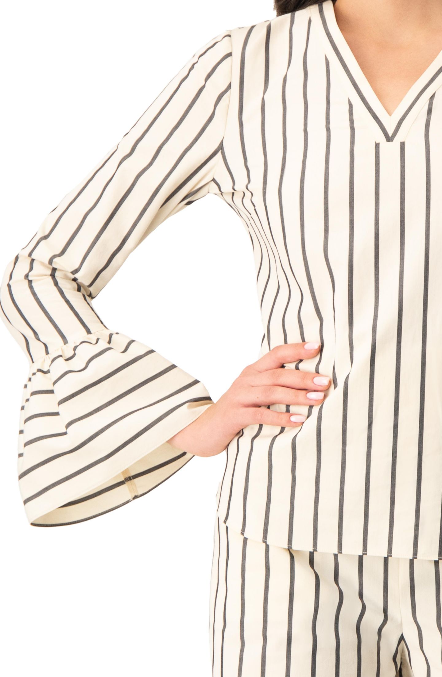 Женская рубашка Ivonne Striped V-Neck Oversized, цвет: Натуральный — фото 5