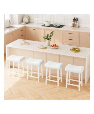 2-Piece Counter Height Bar Stool Set with Bonded Leather Upholstery for Kitchen Island or Dining Room
