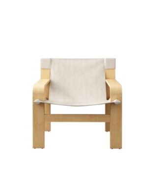Oak Accent Lounge Chair - Washable Linen White