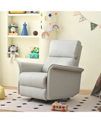  PU Leather Rocking Recliner Chair - Light Gray