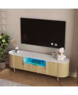 TV Cabinet with LED Lights & Storage for 55+ Inch TVs