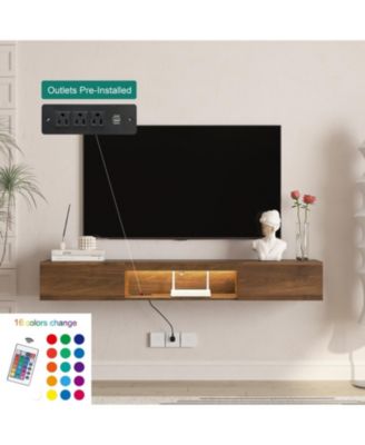 Floating TV Stand, 63" LED Wall Mounted Entertainment Center