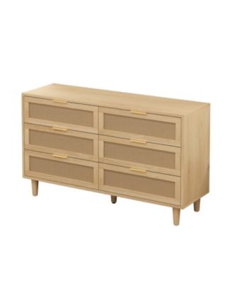 Modern Rattan Dresser with 6 Drawers and Ample Storage Space