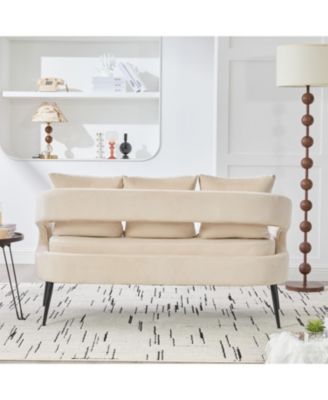 Velvet Loveseat Settee with Pillows